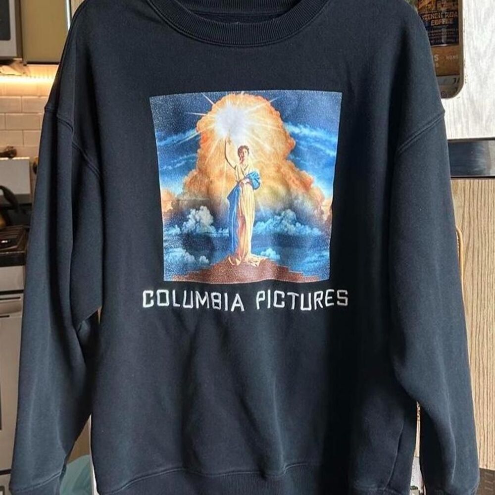 Columbia Pictures Men's Black Graphic Embroidered Sweatshirt